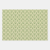 groen Damask Pattern op licht beige Inpakpapier Vel (Voorkant)