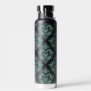 Groen  damaspatroon waterfles
