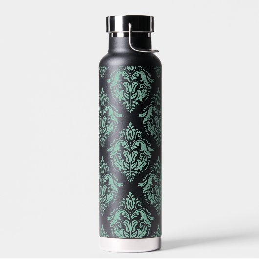 Groen  damaspatroon waterfles (Links)