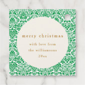  groen damast feestelijke aangepaste kerst bedankjes labels (Achterkant)