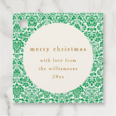  groen damast feestelijke aangepaste kerst bedankjes labels (Voorkant)
