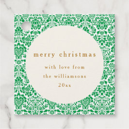  groen damast feestelijke aangepaste kerst bedankjes labels