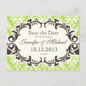 Groen Damast Save the Date briefkaart (Voorkant)