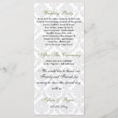 groen damast Trouwprogramma Programmakaart (Achterkant)