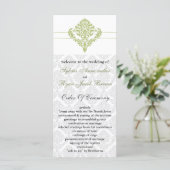 groen damast Trouwprogramma Programmakaart (Staand voorkant)