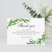 Groen dank je. Botanische zomer bruiloft nota Bedankkaart (Staand voorkant)