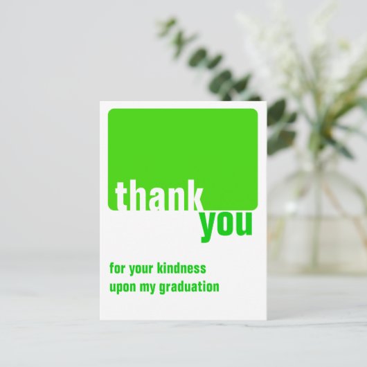  Groen - Dank u - Afstuderen Briefkaart (Staand voorkant)