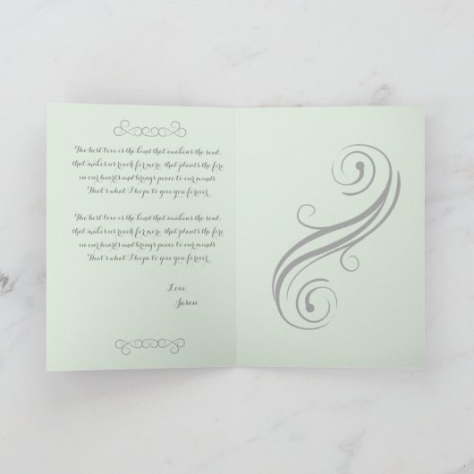 Groen dank u kaarden bedankkaart (Binnen)