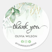 Groen Dank u Ronde Sticker (Voorkant)