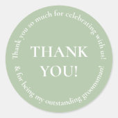 Groen Dank u Wedding Favoriete Sticker (Voorkant)