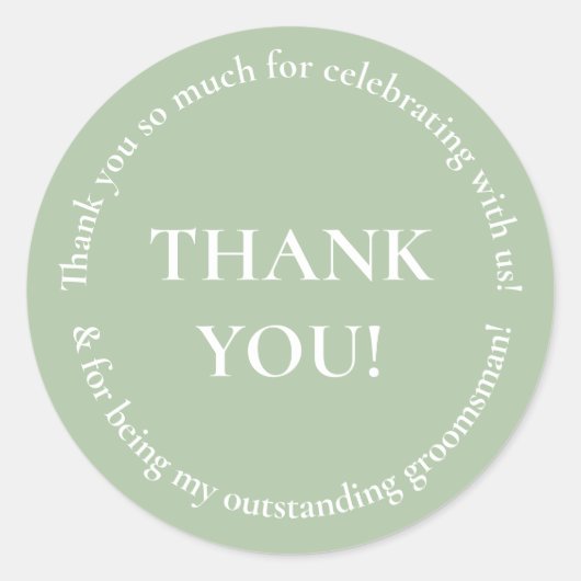 Groen Dank u Wedding Favoriete Sticker (Voorkant)