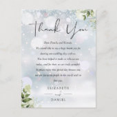 groen dank u winter bruiloft plaats kaart (Voorkant)