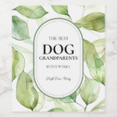 Groen De Beste Hond Grootouders Waterverf Bladeren Wijn Etiket (Enkel label)