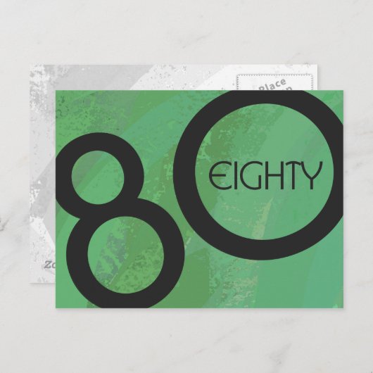 Groen Decennium 80th Birthday Briefkaart (Voorkant / Achterkant)