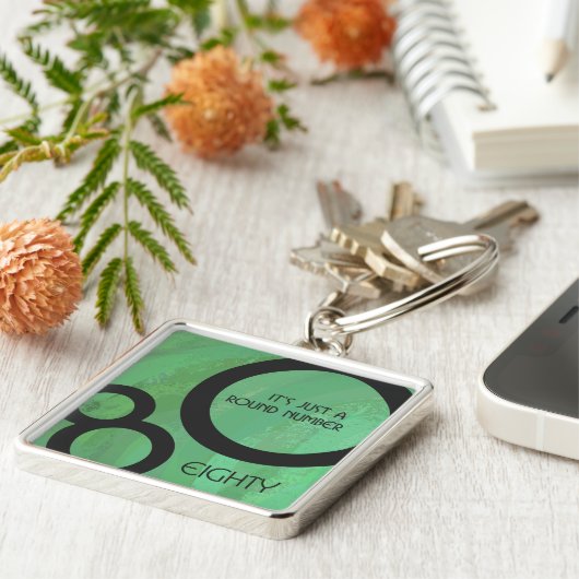 Groen Decennium 80th Birthday Sleutelhanger (Zijkant)