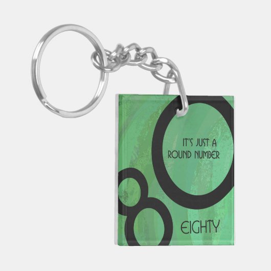 Groen Decennium 80th Birthday Sleutelhanger (Voorkant Links)