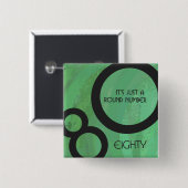 Groen Decennium 80th Birthday Vierkante Button 5,1 Cm (Voorkant /achterkant)