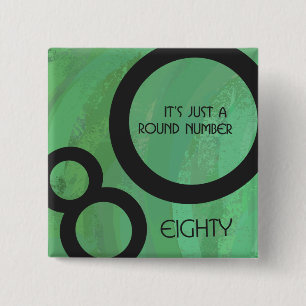 Groen Decennium 80th Birthday Vierkante Button 5,1 Cm