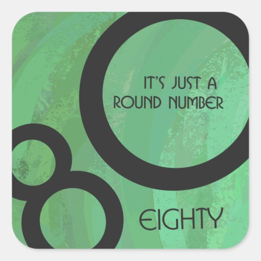 Groen Decennium 80th Birthday Vierkante Sticker (Voorkant)