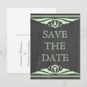 Groen deco-alkboard Opslaan Briefkaart datum (Voorkant / Achterkant)