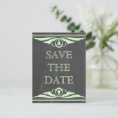 Groen deco-alkboard Opslaan Briefkaart datum (Staand voorkant)