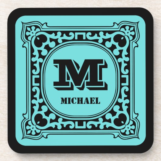  groen decoratief alfabet monogram bier onderzetter (Voorkant)