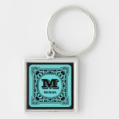  groen decoratief alfabet monogram sleutelhanger (Voorkant)