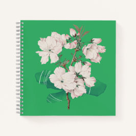 Groen deksel met witte bloemen notitieboek