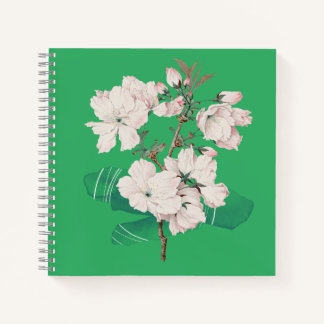 Groen deksel met witte bloemen notitieboek