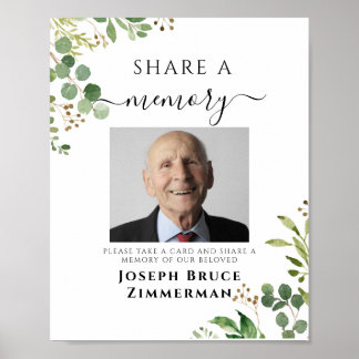 Groen Delen van een Herinnering Funeral Memorial F Poster