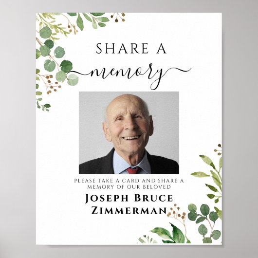 Groen Delen van een Herinnering Funeral Memorial F Poster (Voorkant)