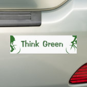 Groen denken bumpersticker (Op auto)