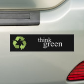 groen denken bumpersticker (Op auto)
