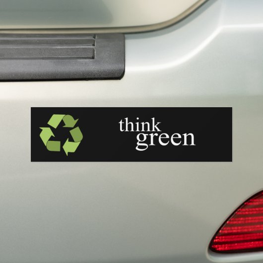 groen denken bumpersticker (Op auto)