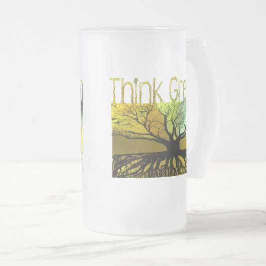 Groen denken matglas bierpul (Voorkant rechts)