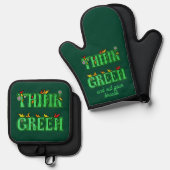 groen denken ovenwant & pannenlap set (Voorkant / Achterkant)