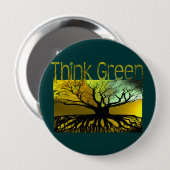 Groen denken ronde button 4,0 cm (Voorkant /achterkant)
