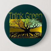 Groen denken ronde button 4,0 cm (Voorkant)