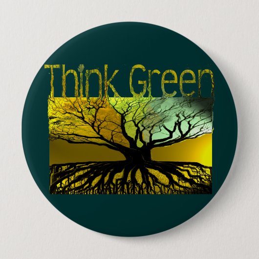 Groen denken ronde button 4,0 cm (Voorkant)