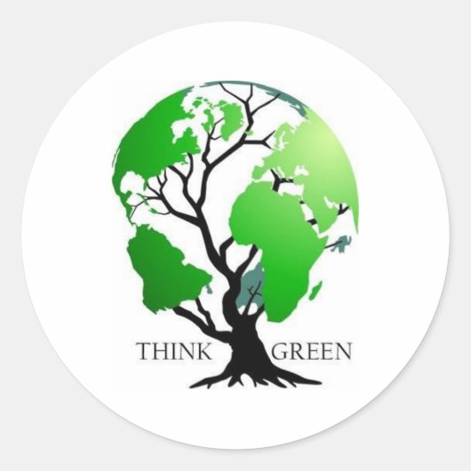 Groen denken ronde sticker (Voorkant)