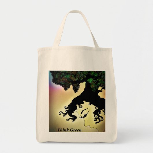 Groen denken tote bag (Voorkant)