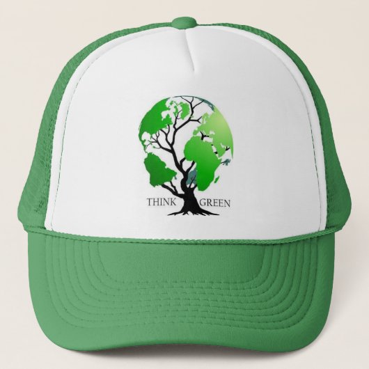 Groen denken trucker pet (Voorkant)