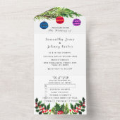 groen dennenappel winter Waterverf bruiloft All In One Uitnodiging (Binnen)