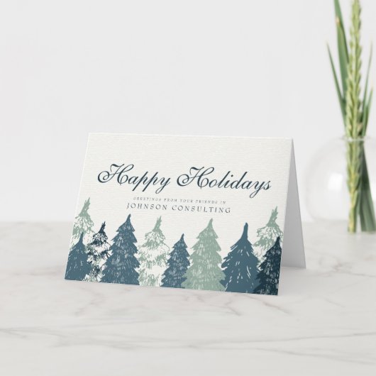 groen dennenbos | Vakantie Groeten Feestdagen Kaart (Voorkant)