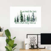 Groen dennenbos We hebben de bomen nodig Poster (Thuiskantoor)