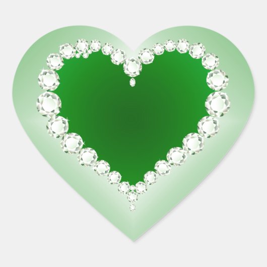 Groen, Diamanten, Hart, Hart Sticker (Voorkant)