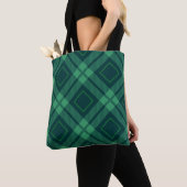 Groen diamantpatroon Tartan Canvas tas (Dichtbij)