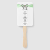 Groen Diamond Bow Wedding Programme Handwaaier (Achterkant)