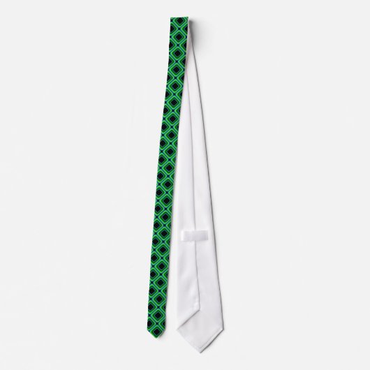 Groen Diamond Shape Pattern Stropdas (Achterkant)