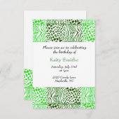 Groen dierentuin - Birthday - uitnodiging (Voorkant / Achterkant)